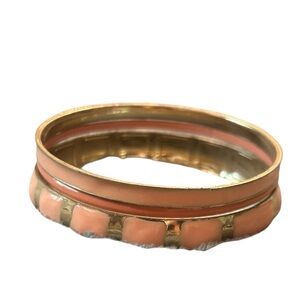 Gold‎ Tone Bangle Bracelet Set of 3 Stacking Peach Pink Fashion Jewelry